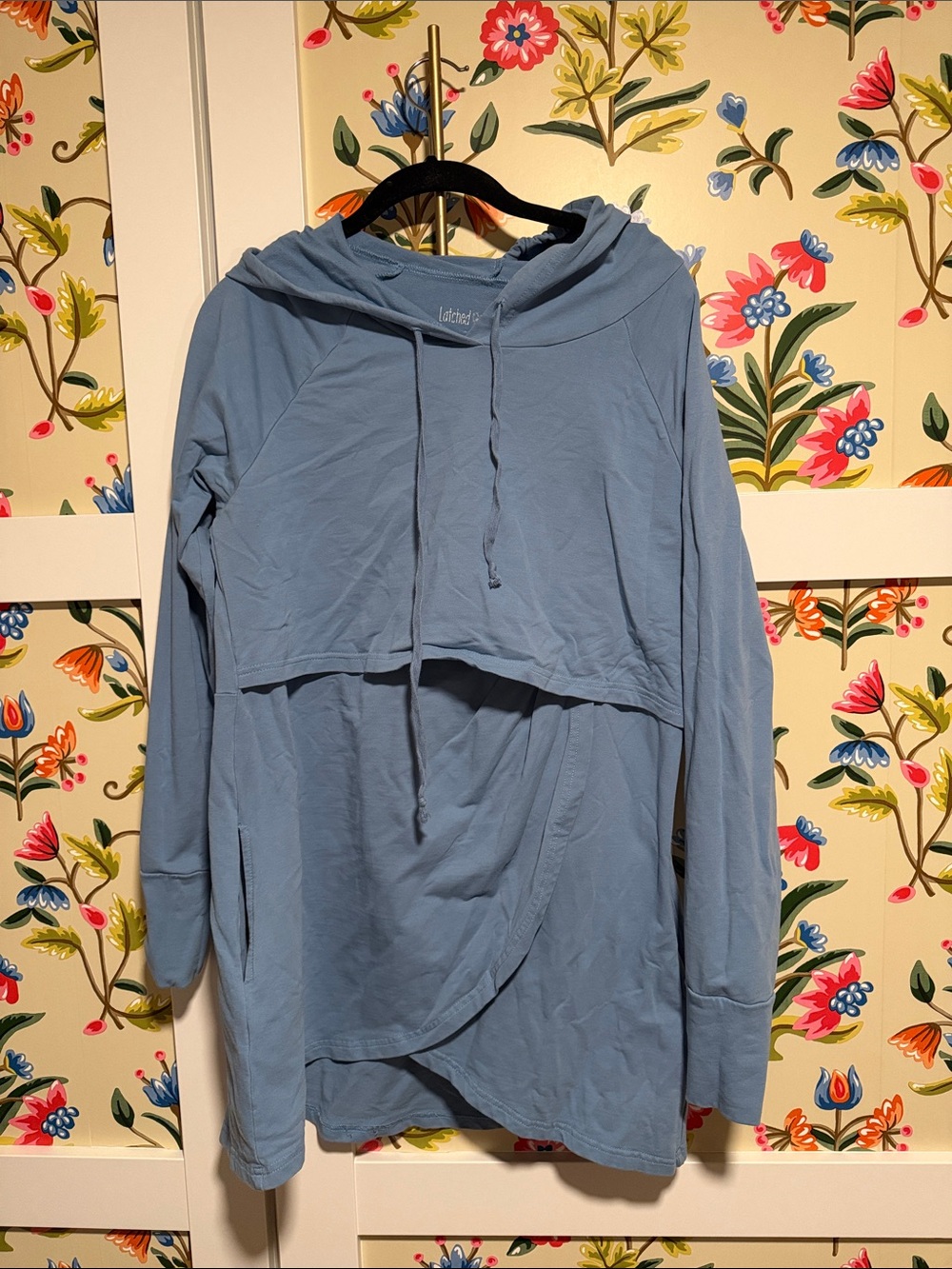 Latched Mama Dusty Blue Hooded Maternity & Nursing Tunic